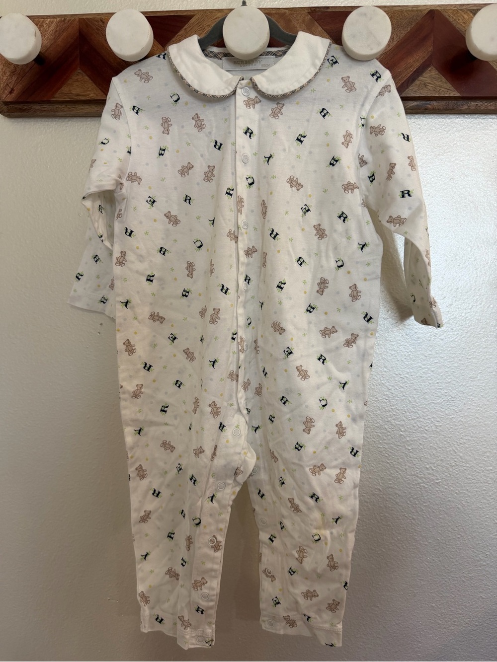 Burberry baby White Teddy Bear Print One-Piece for baby girl baby boy